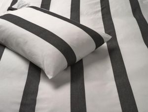 Linge de lit coton à fils teints LISTRA rayures noir-blanc